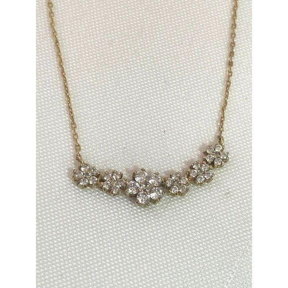Sterling SIlver Rhinestone flower Necklace 18" - Picture 2 of 6